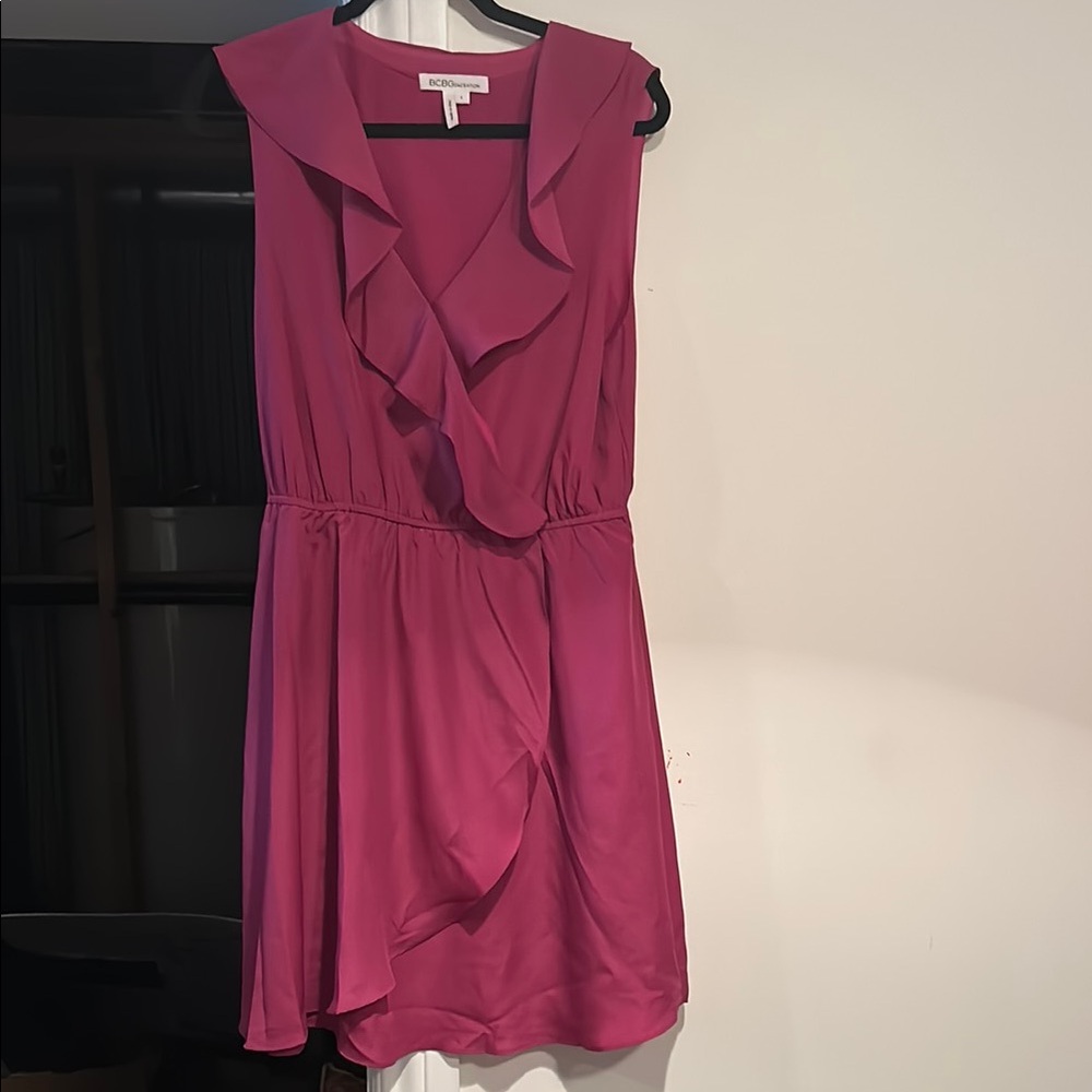 BCBGeneration Pink Tiered Cowl Neck Mini Dress